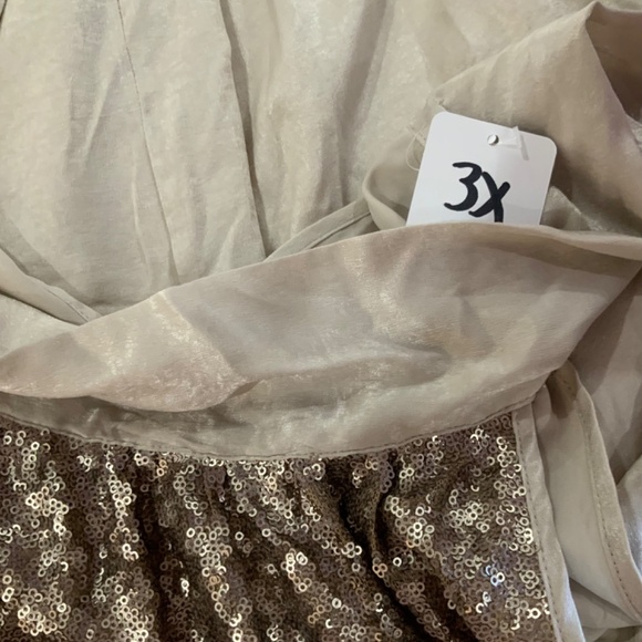 Sequin Gold Tie Back Party Holiday Top Plus Size 3X - Picture 5 of 5